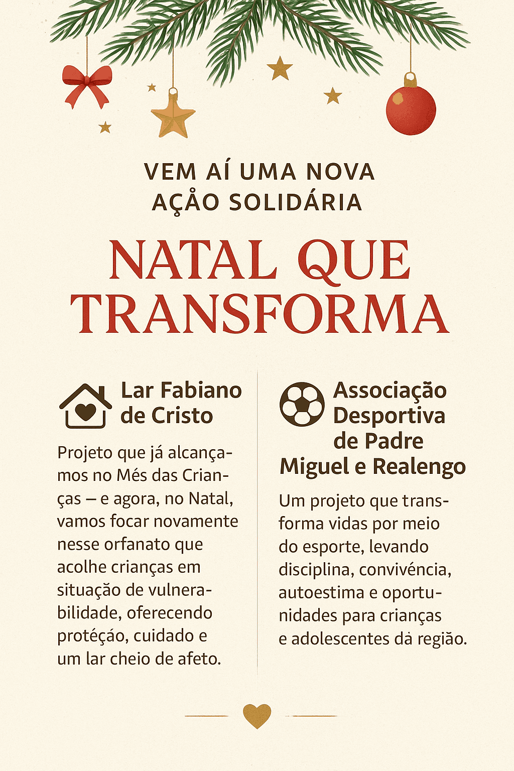 AÇÃO SOLIDÁRIA NATAL QUE TRANSFORMA 
