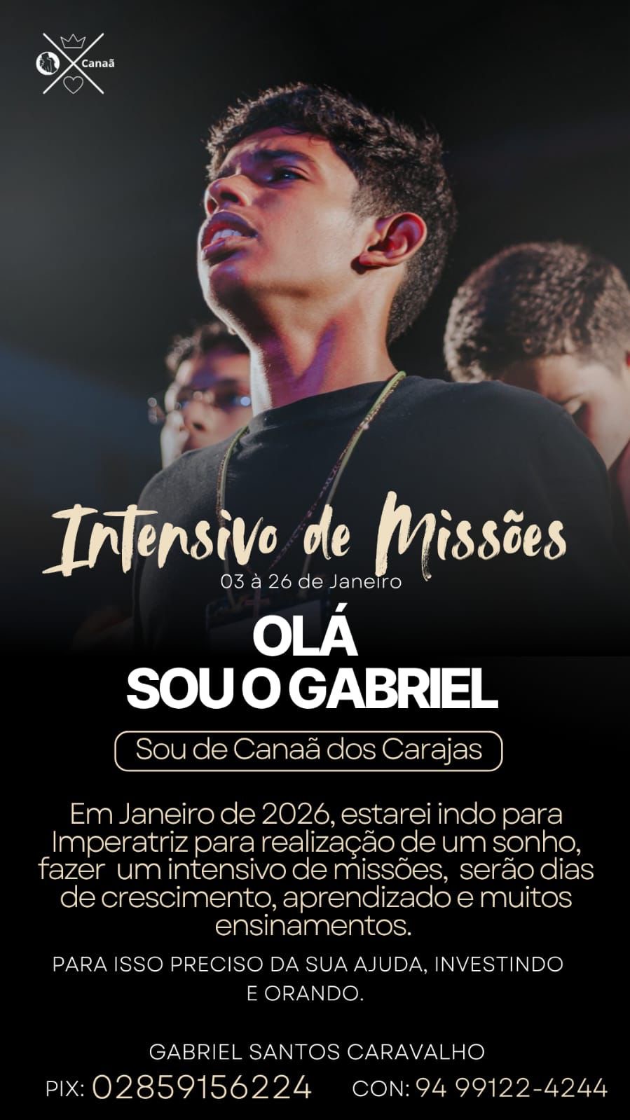 Gabriel no Intensivo de missões 