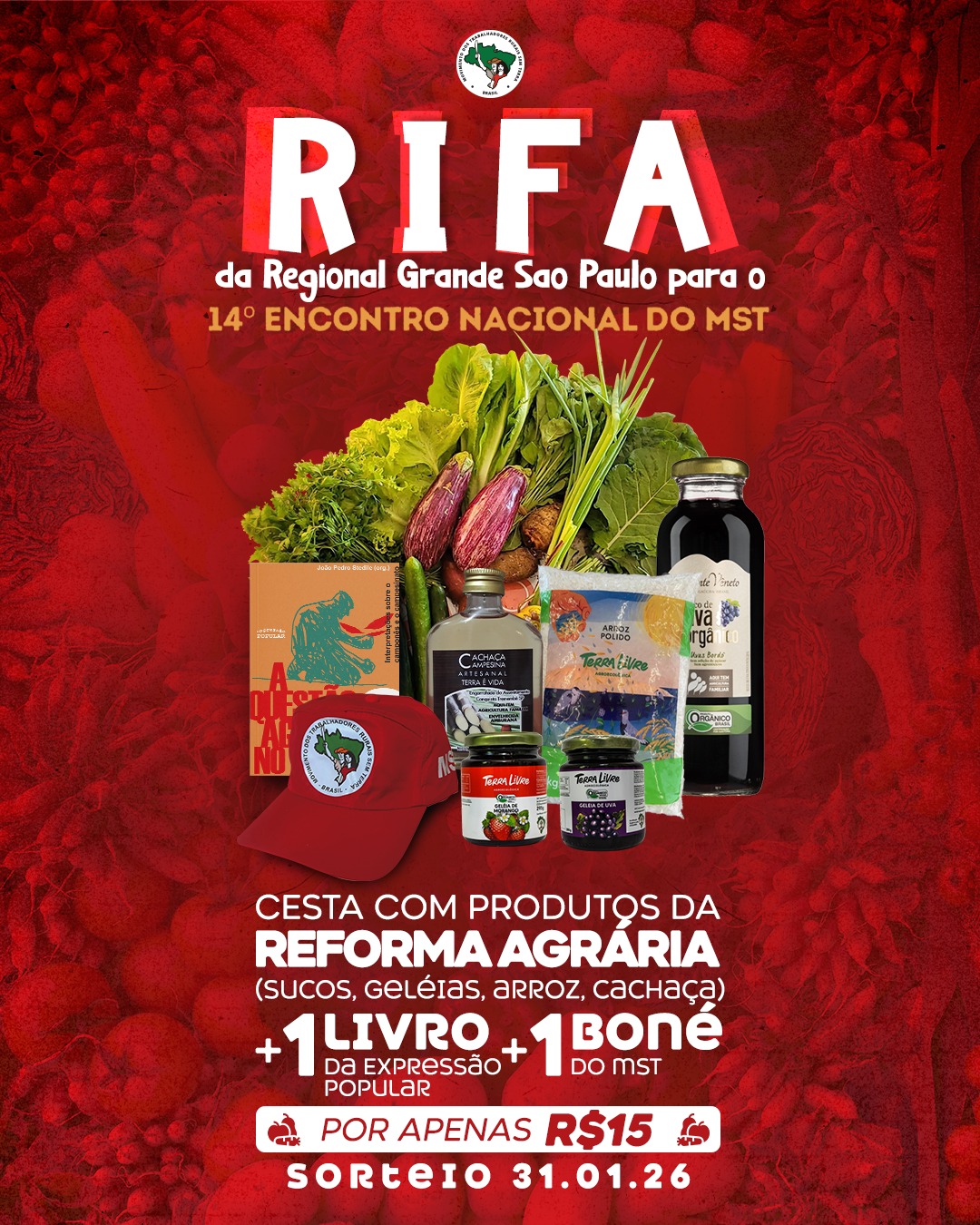 Rifa da Regional Grande SP para o 14 Encontro Nacional do MST