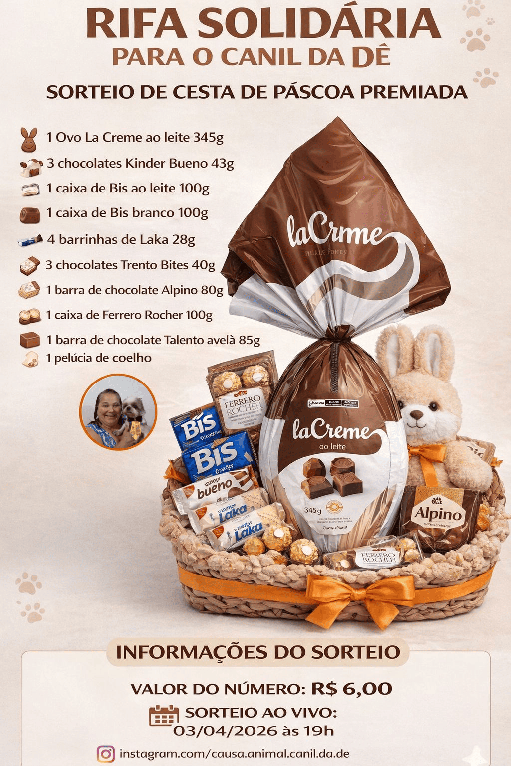 Rifa de páscoa do canil da de