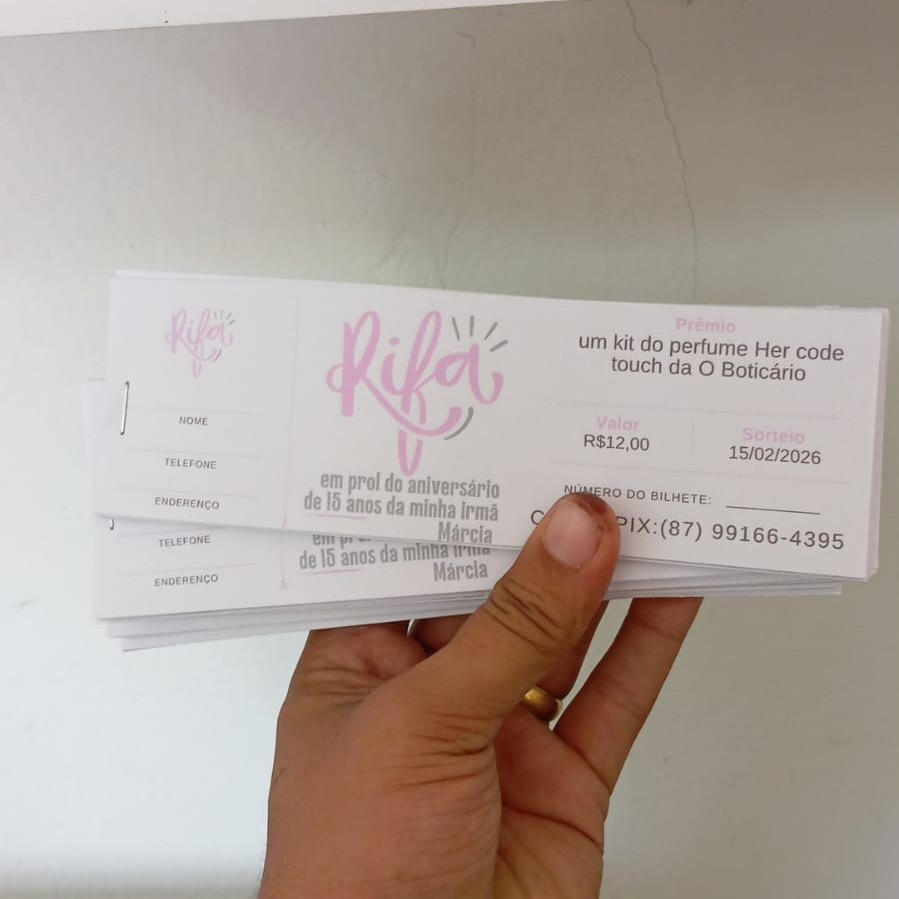 Rifa em prol do aniversário de 15 anos da minha irmã 