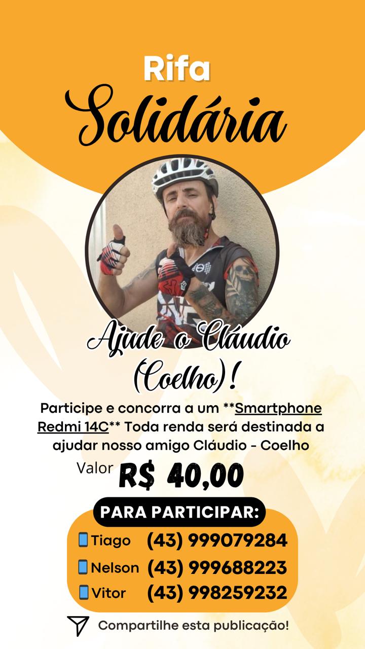 Rifa solidária para ajudar o nosso amigo Cláudio Coelho