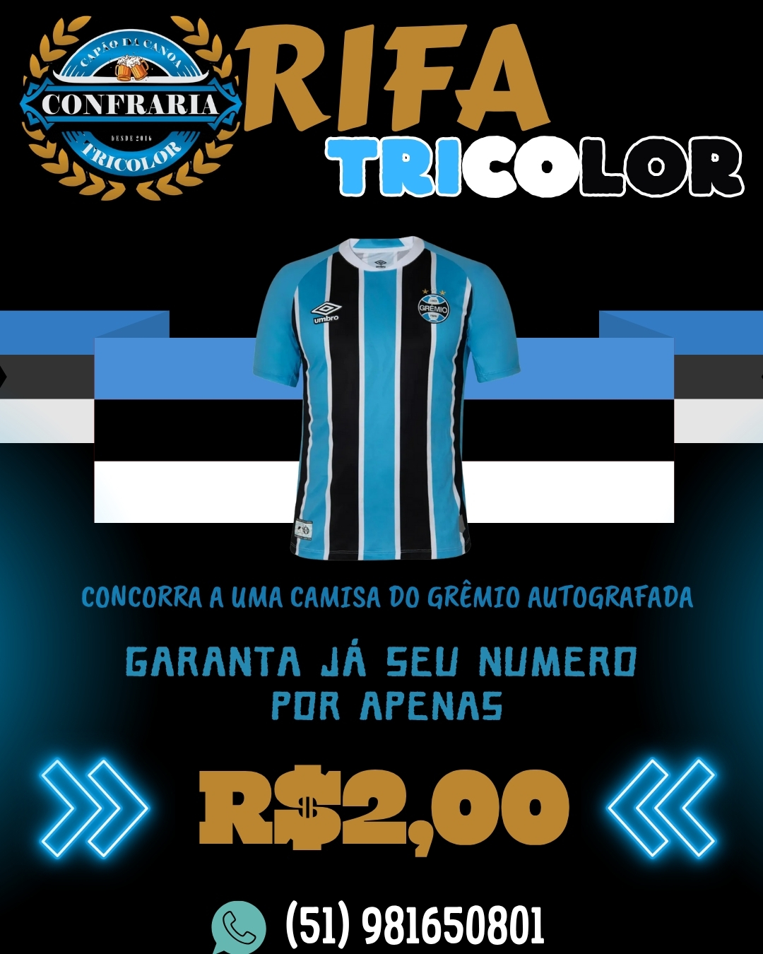Rifa Tricolor camisa autografada