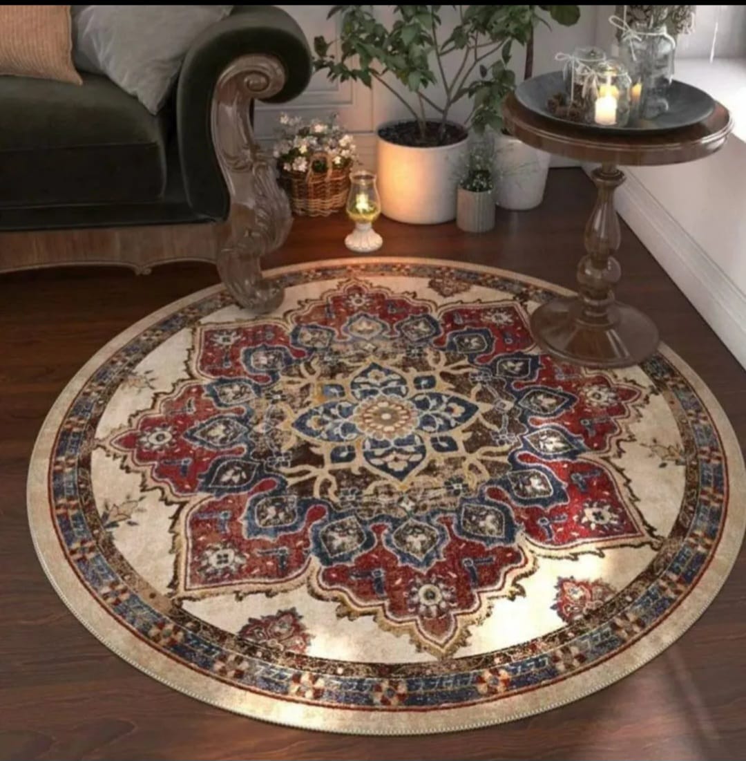 Tapete Belga Redondo Indiano Pelo Curto