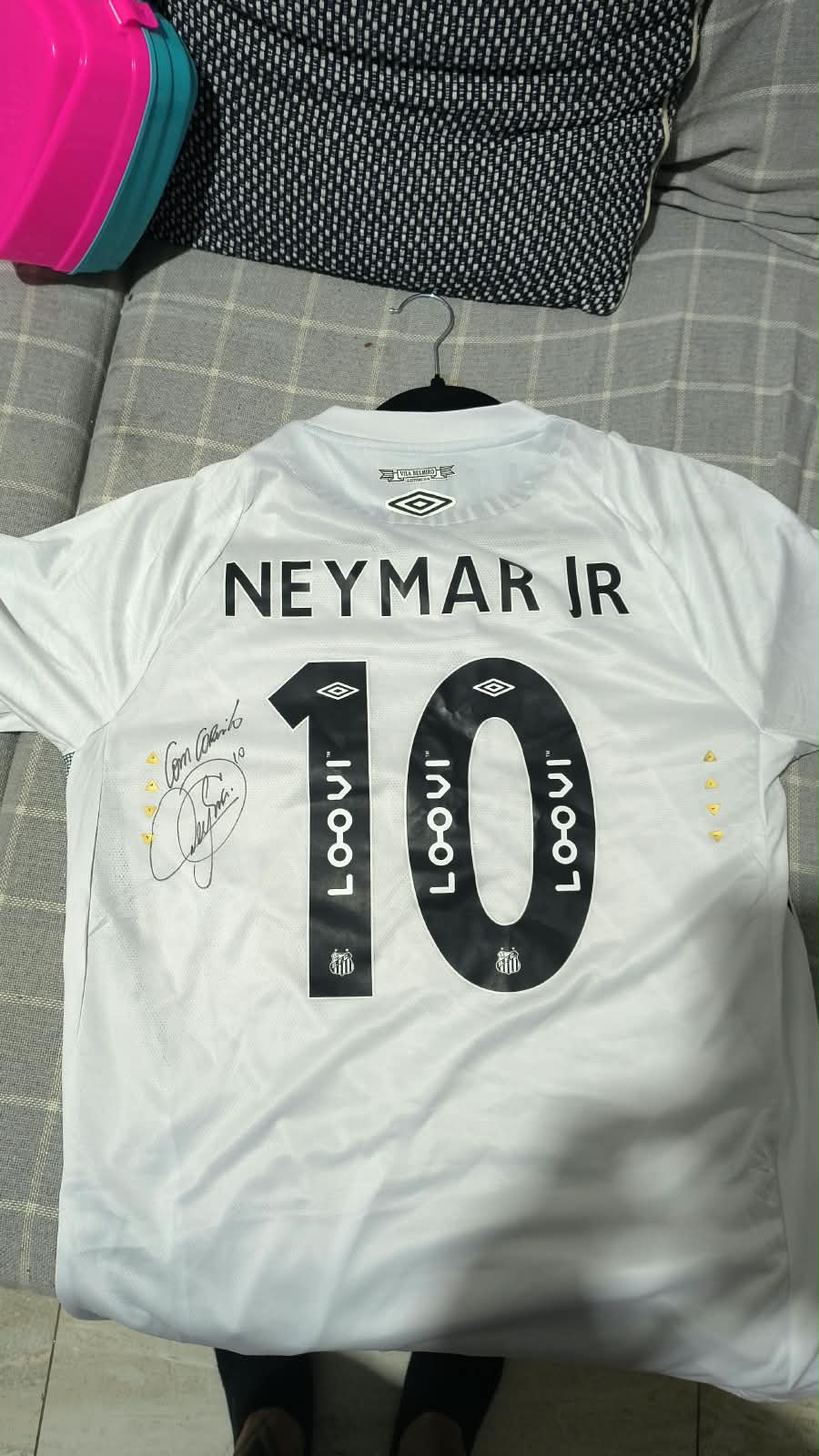 AÇÃO SOLIDÁRIA Camisa Santos FC Autografada Neymar Jr 10