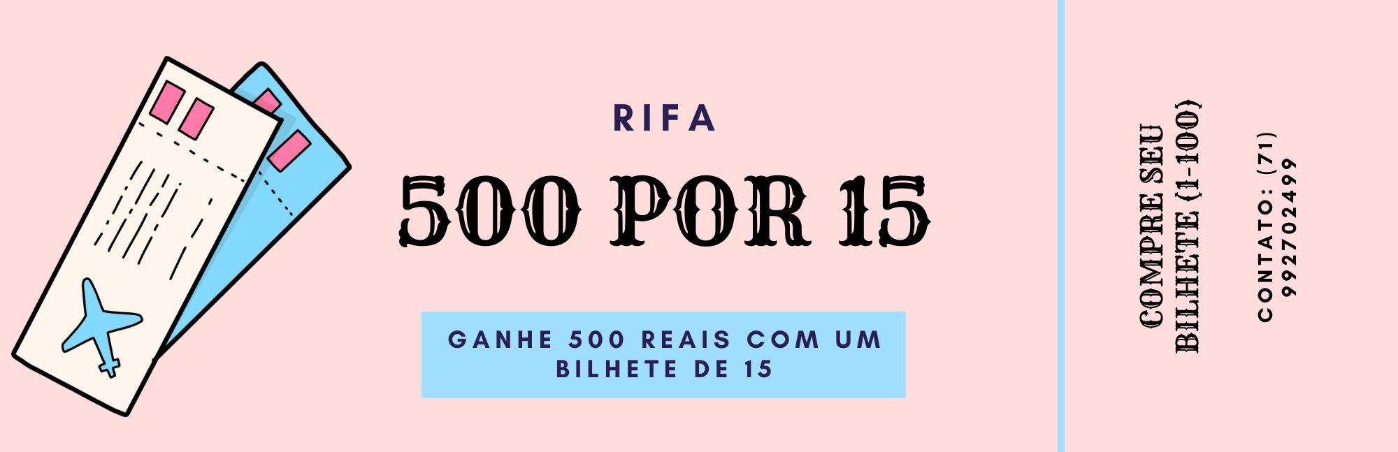 Rifa 500 por 15 como ajuda de custo para o curso de extensão na espanha