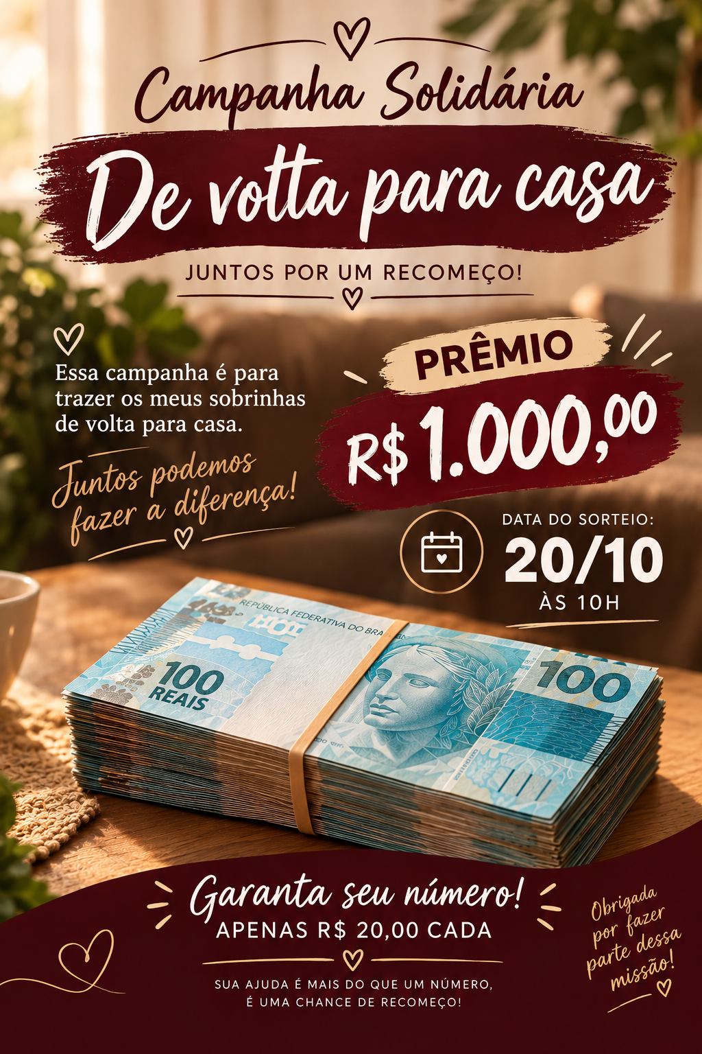 Rifa Solidária De volta pra casa