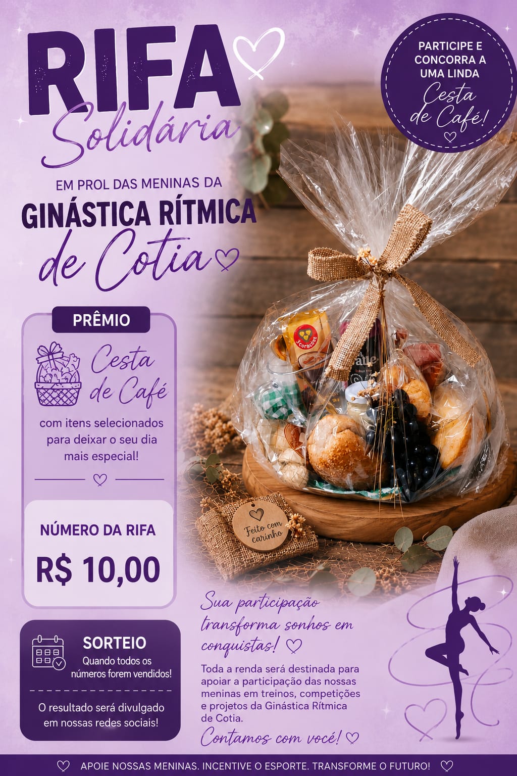 Rifa Solidária em prol das meninas da ginástica rítmica de Cotia