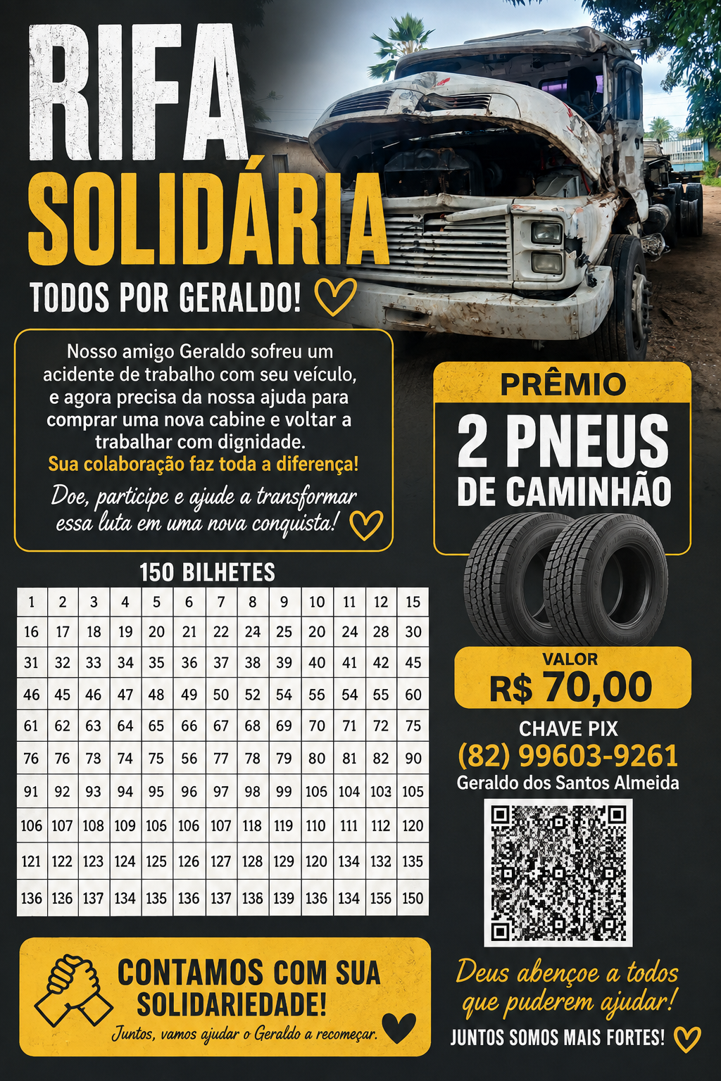 Rifa Solidária para nosso amigo geraldo