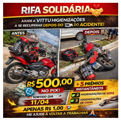Rifa solidária vittu higienizacao 500 no pix