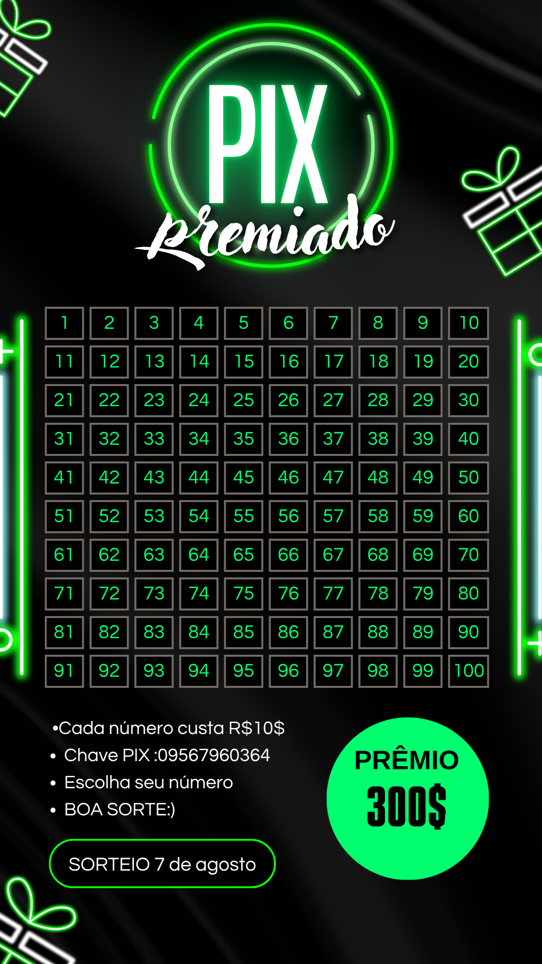 Rifas sólidaria de um Pix premiado